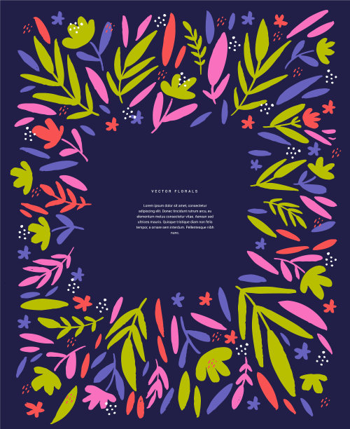 花叶文本框手绘模板图片下载