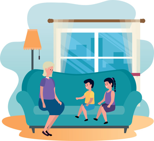 可爱的祖母和孩子在沙发上的角色图片下载