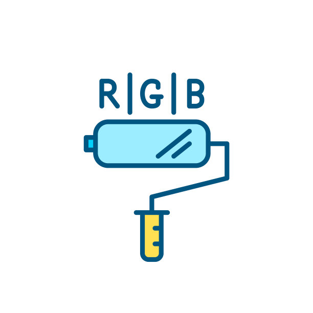 画家滚动与rgb符号。像素完美，可编辑的笔画线条艺术彩色图标图片下载