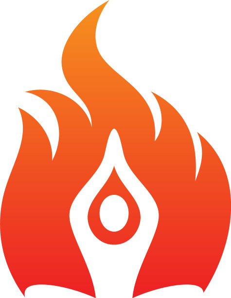 冥想的人火的生命图标在白色图片下载