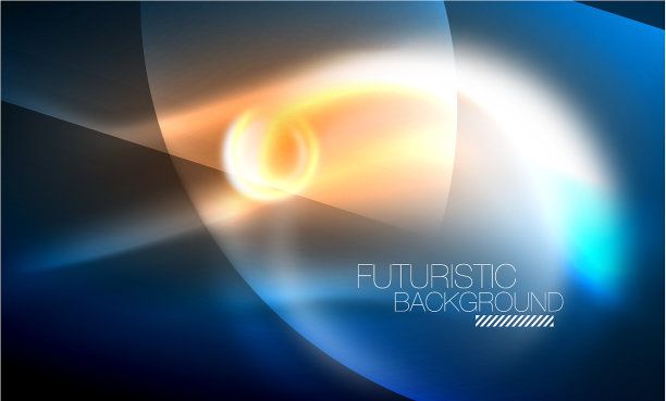 蓝色霓虹灯泡泡和未来抽象的圆圈图片下载