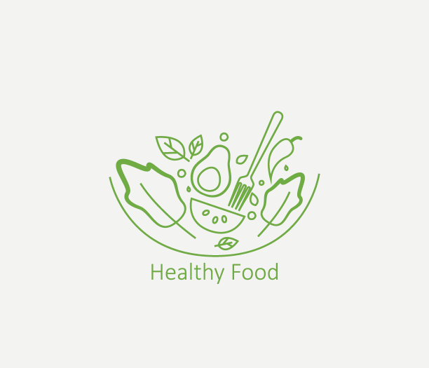 健康的新鲜食品。矢量标志设计模板。图片下载