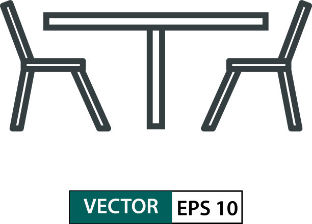 桌椅平面图标线条风格孤立上图片下载