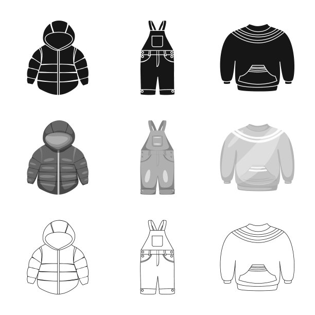 孤立的对象时装和服装标志集图片下载