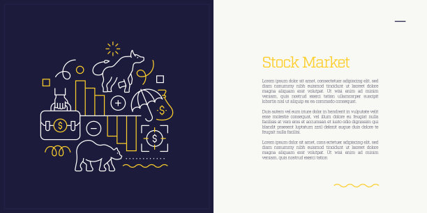 向量集说明股票市场的概念。线条艺术风格的网页，横幅，海报，印刷等背景设计。矢量插图。图片下载
