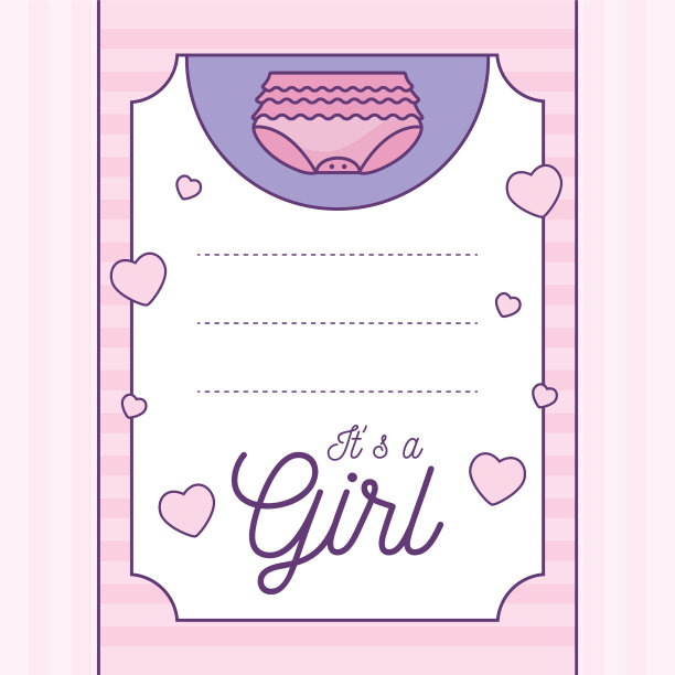 婴儿淋浴卡，是一个穿尿布的女孩图片下载