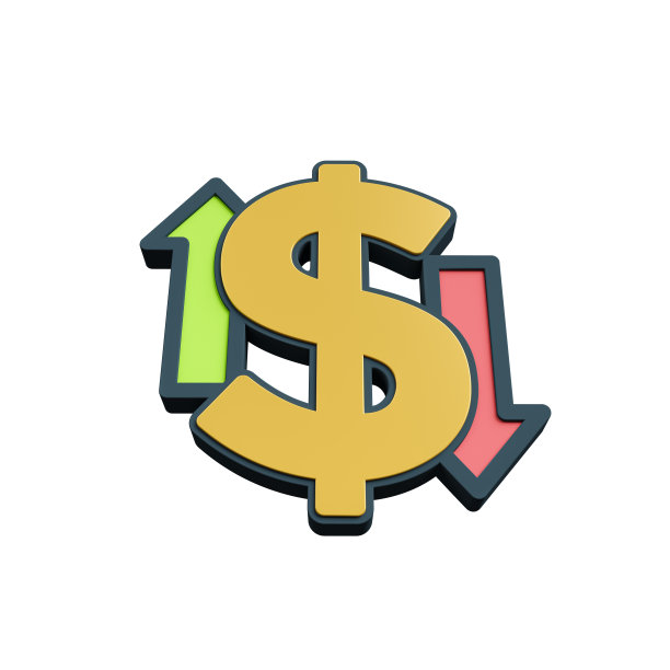 美元符号与向上和向下箭头底部视图3d图标渲染插图图片下载