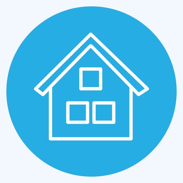 图标花园的房子。适合园林的象征。蓝眼睛的风格。简单的设计可编辑。设计模板向量。简单的符号说明图片下载