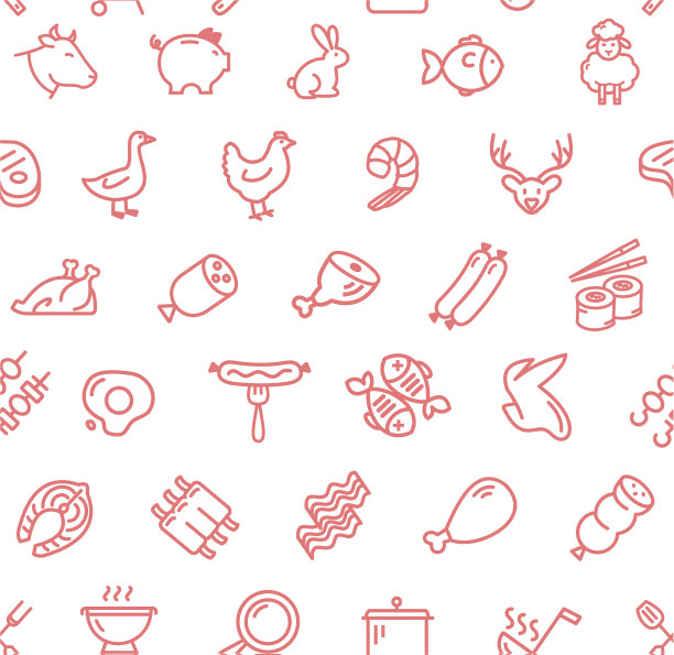 肉品屠宰细线标志无缝图案图片下载