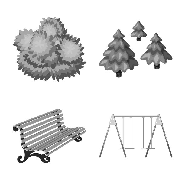 孤立对象公园与城市标志集图片下载