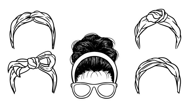 一个可爱而简单的图片，妈妈梳着发髻，戴着眼镜。图片下载