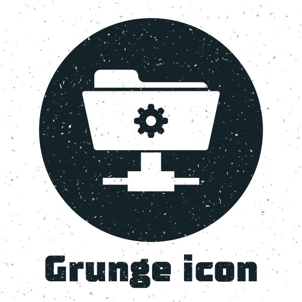 白色背景上的Grunge FTP设置文件夹图标图片下载