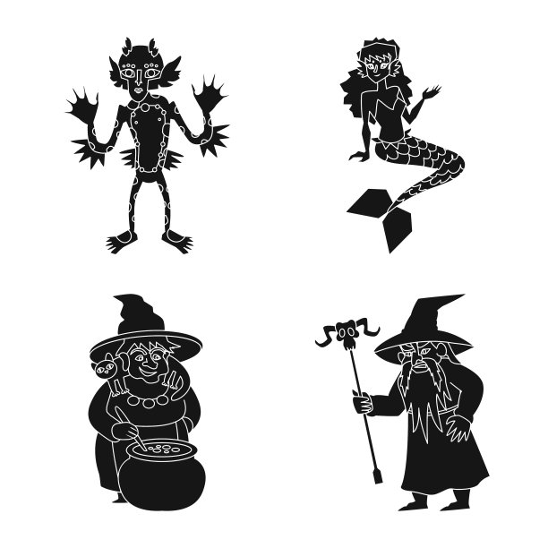 设计生物和魔鬼标志的集合图片下载