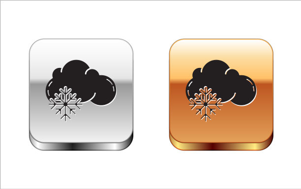白色背景上的黑色雪云图标图片下载