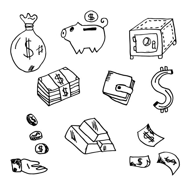 矢量手绘金融图标集图片下载