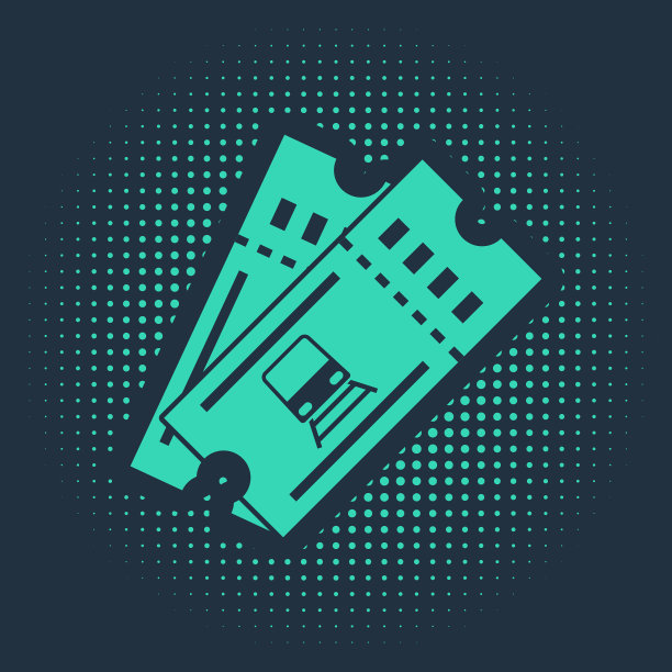 蓝色上孤立的绿色火车票图标图片下载