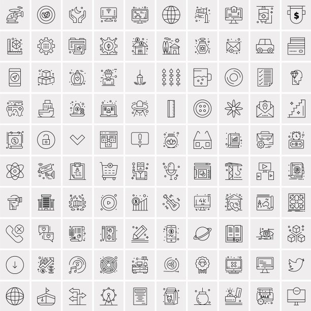 100个商业图标通用设置的web和图片下载