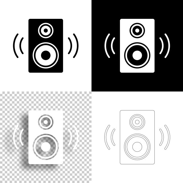 演讲者。图标设计。空白，白色和黑色背景-线图标图片下载