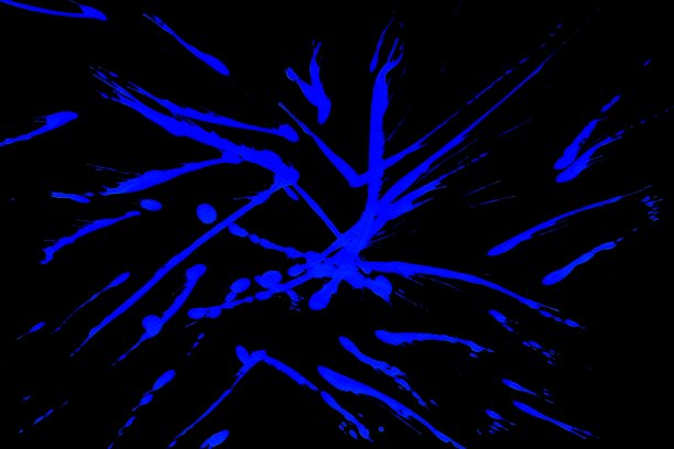蓝色彩色荧光飞溅和条纹在黑色背景，艺术抽象纹理，抽象颜色，抽象纹理图片下载