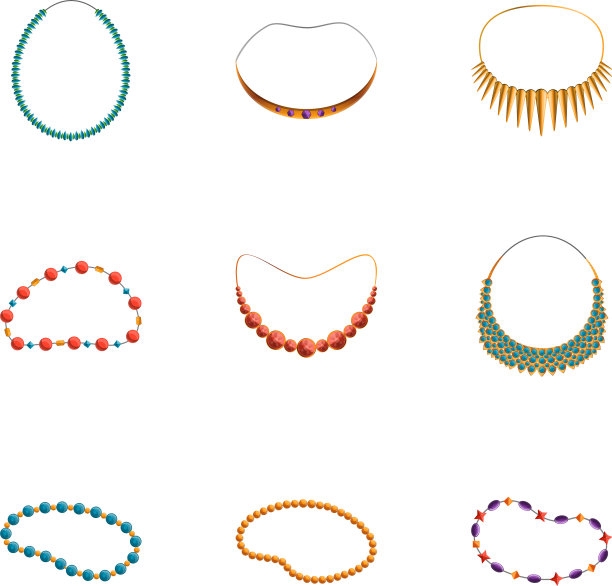 宝石项链图标集卡通风格图片下载