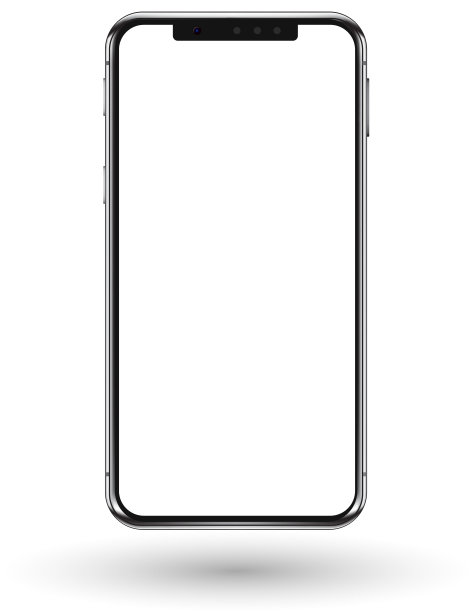 智能手机模型模板现实的手机显示与空白白色屏幕前视图。向量图片下载