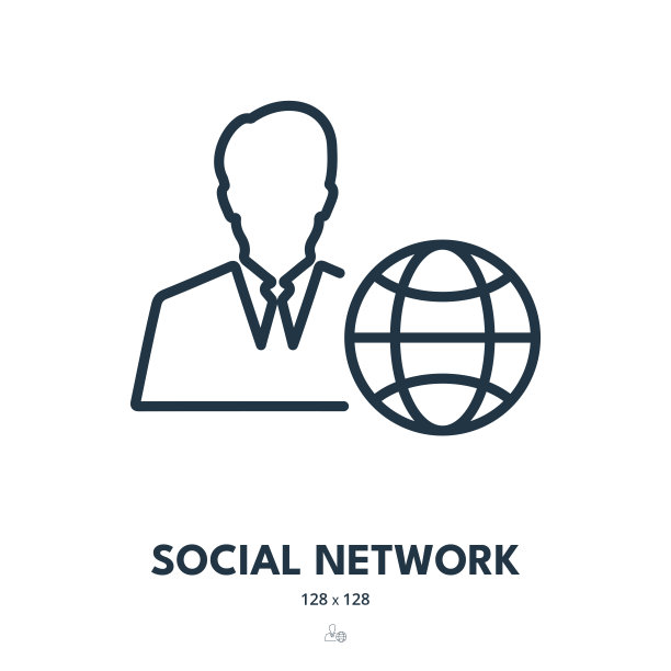 社交网络图标。连接，沟通，社交媒体。可编辑的中风。简单矢量图标图片下载