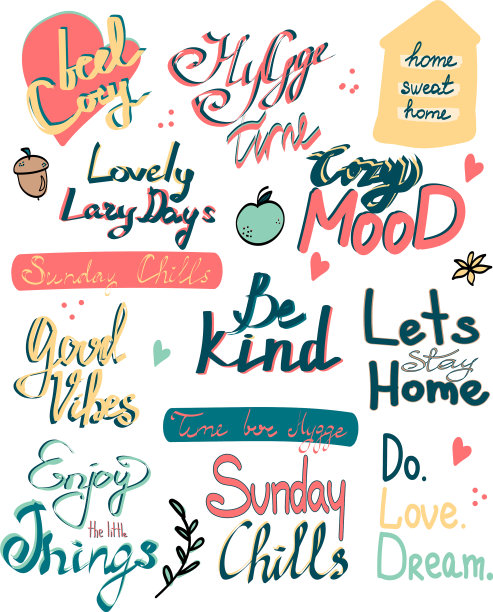 可爱舒适的冬秋hygge元素图片下载