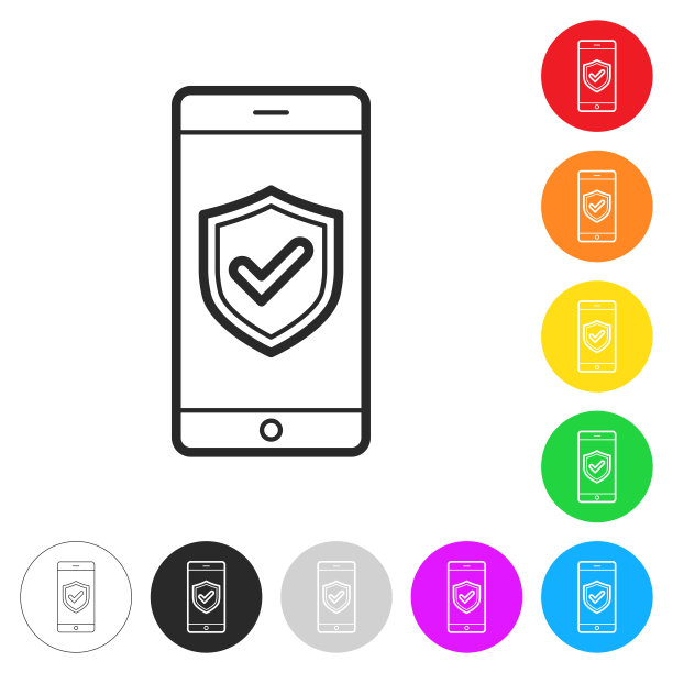 安全的智能手机。彩色按钮上的图标图片下载
