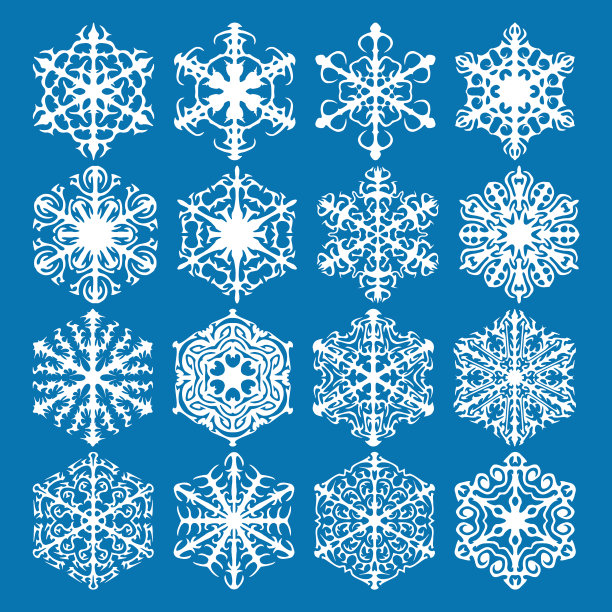 蓝色雪花图标背景合集图片下载