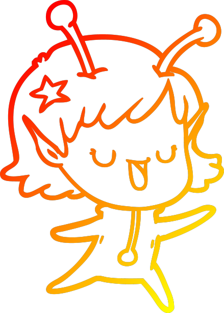 温暖的梯度线画幸福的外星女孩图片下载