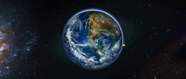 地球，太阳，恒星和星系的视图。从太空看，地球上的日出。这张图片的元素由美国宇航局提供图片下载