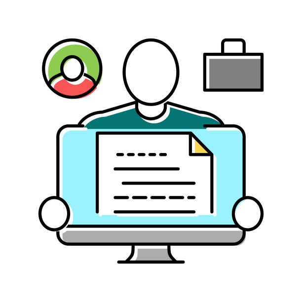 简历作家彩色图标矢量插图图片下载