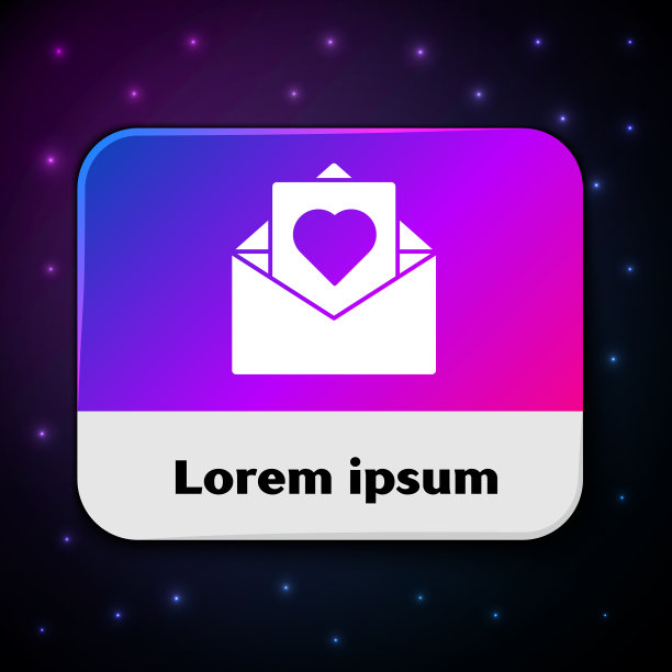 白色信封与情人节心形图标分离图片下载