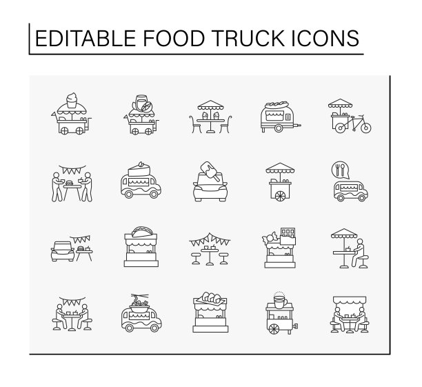 食品卡车图标设置图片下载