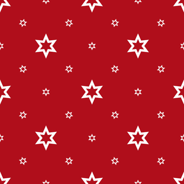 白色星星在红色背景上的无缝图案图片下载