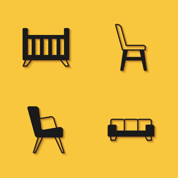 设有婴儿床、摇篮床、沙发、扶手椅和椅子图片下载