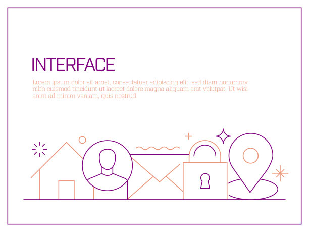 用户界面相关的矢量横幅设计概念，现代线条风格与图标图片下载