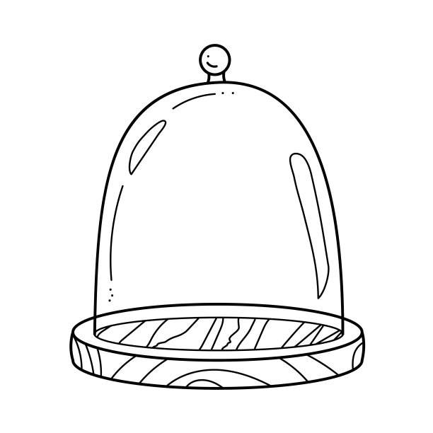 玻璃保护圆顶在木制立场素描涂鸦风格图片下载