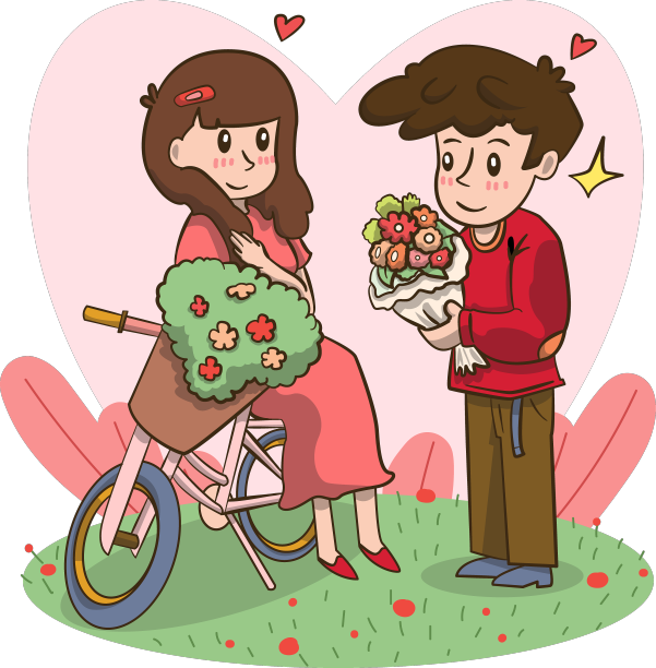 男子手捧鲜花向女子求婚图片下载