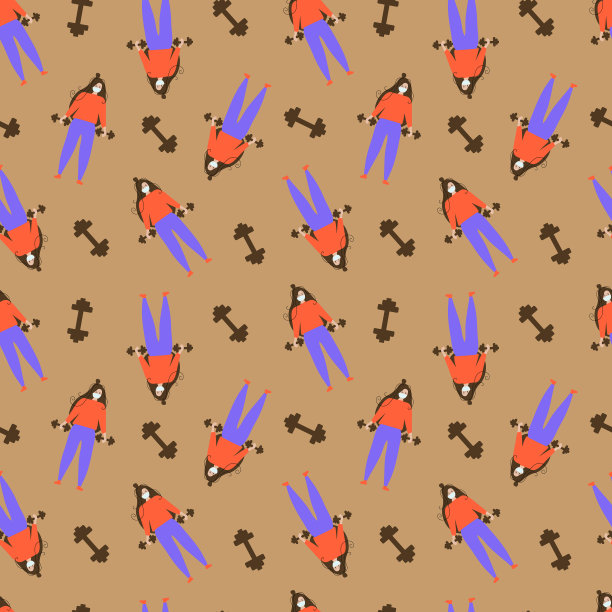 棕色背景上的哑铃女孩图片下载