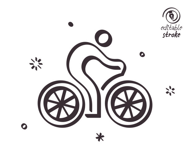 好玩的线条插图自行车旅游图片下载