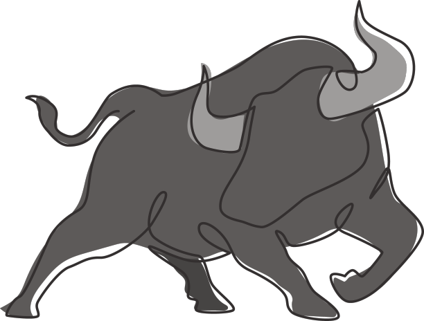 一幅优雅的水牛单线画图片下载