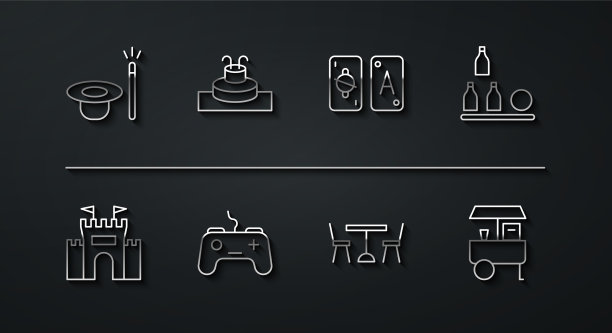 设置线魔法帽子和魔杖城堡的瓶子球图片下载