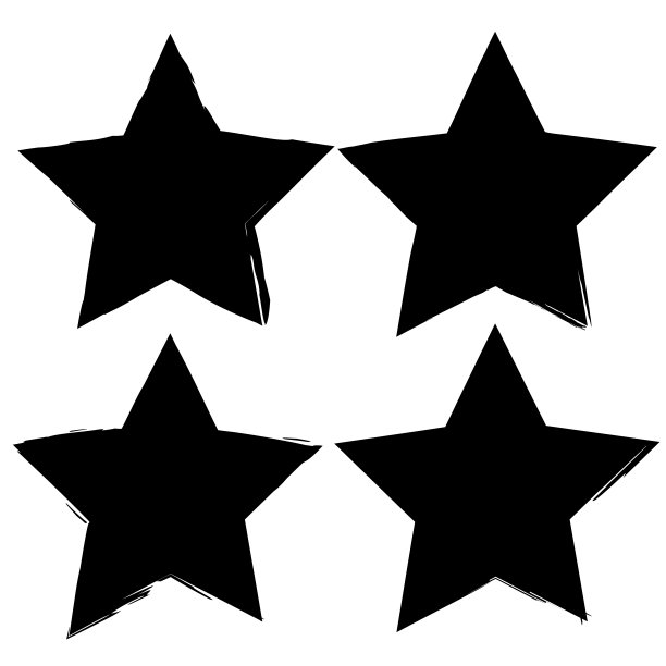 黑色墨水星形笔画在白色背景。水墨笔画。矢量插图。股票的形象。图片下载