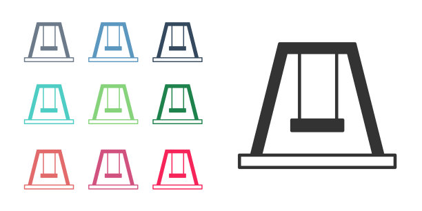 黑色秋千为孩子们夏天在操场上的游戏图片下载