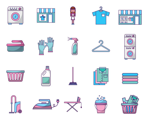 捆绑洗衣服务图标图片下载