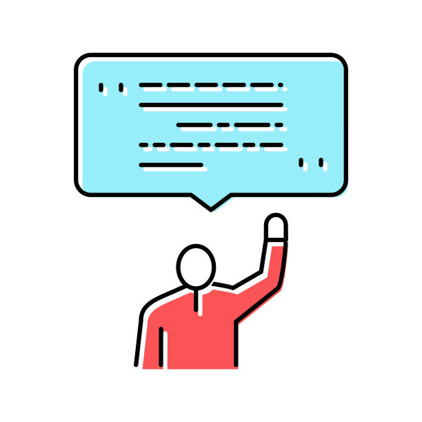 会话英语彩色图标矢量插图图片下载