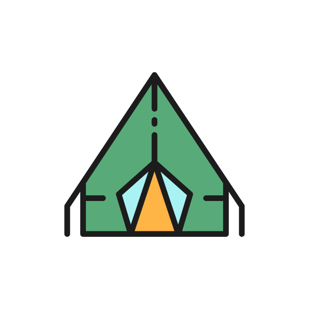 露营帐篷旅行亭平坦的颜色图片下载
