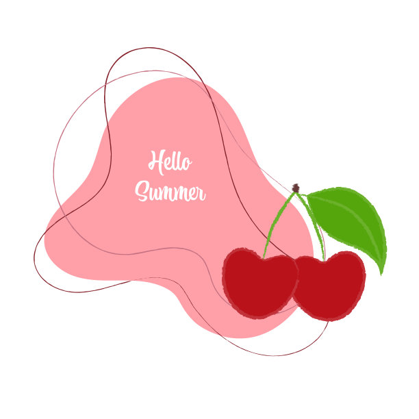 明亮的装饰夏季抽象背景与樱桃。完美的社交媒体，横幅，印刷材料等。图片下载