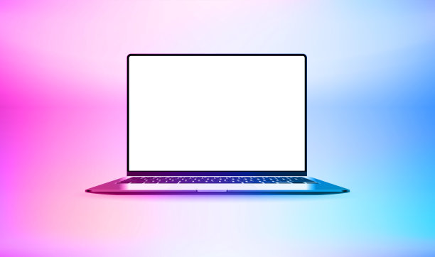 带有明亮空白显示器的现代笔记本电脑。3d矢量插图与全息效果图片下载
